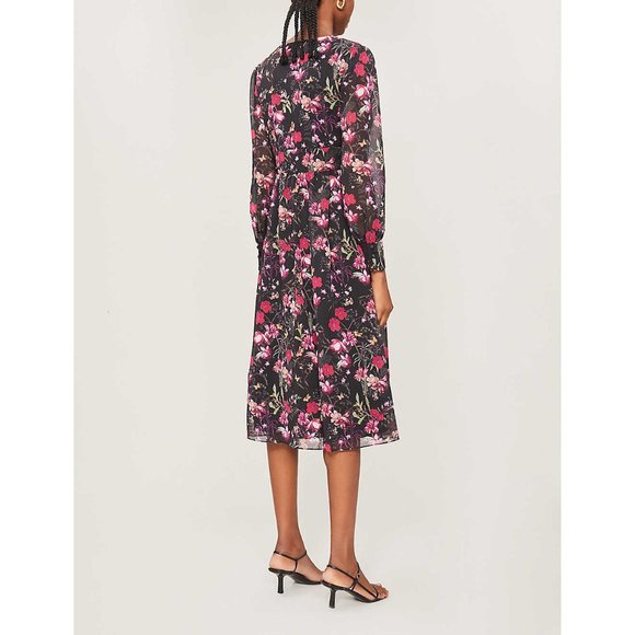 TED BAKER ADRIELA Fern Forest Deep V MIDI Dress - Picture 3 of 8